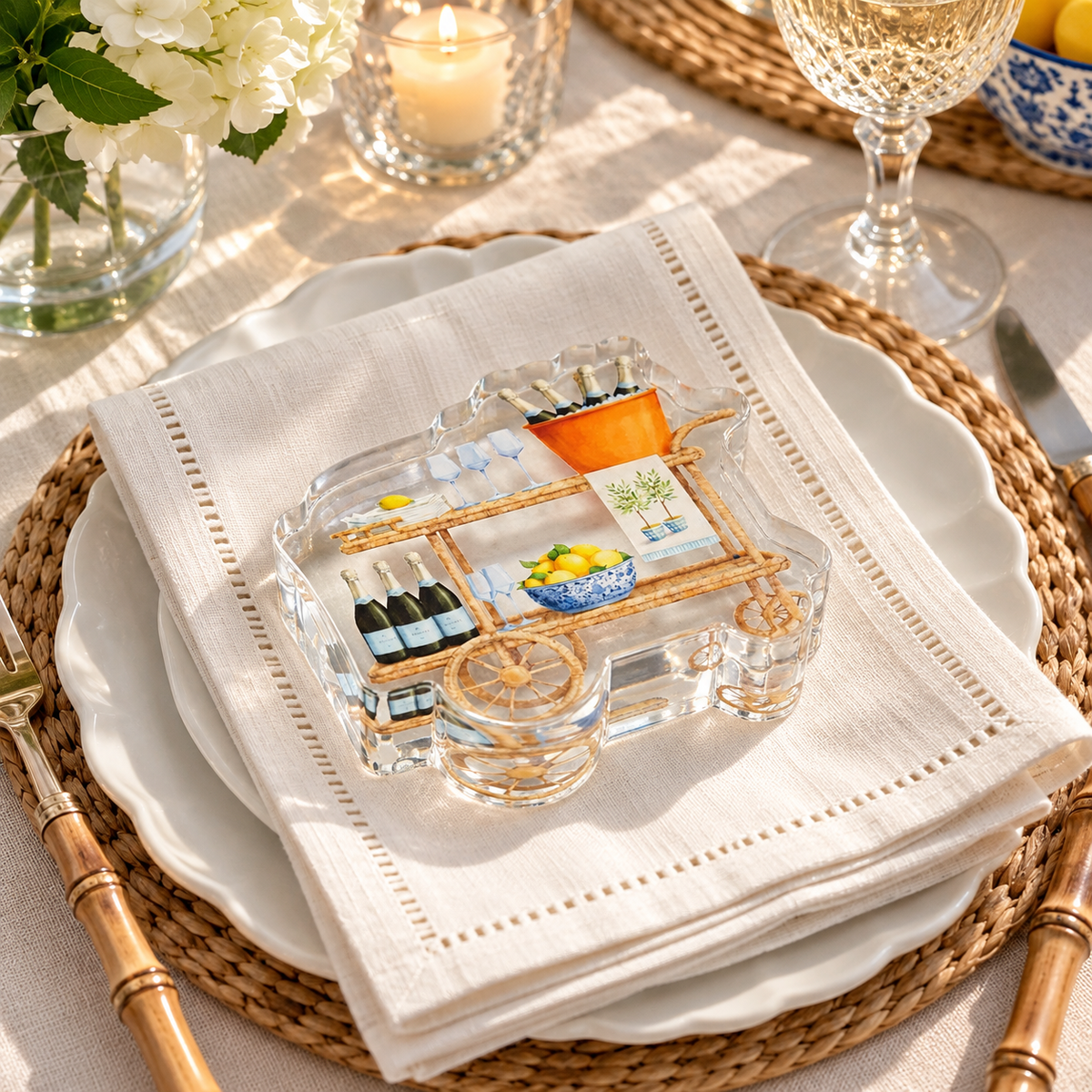 Acrylic Napkin Weight, Bar Cart