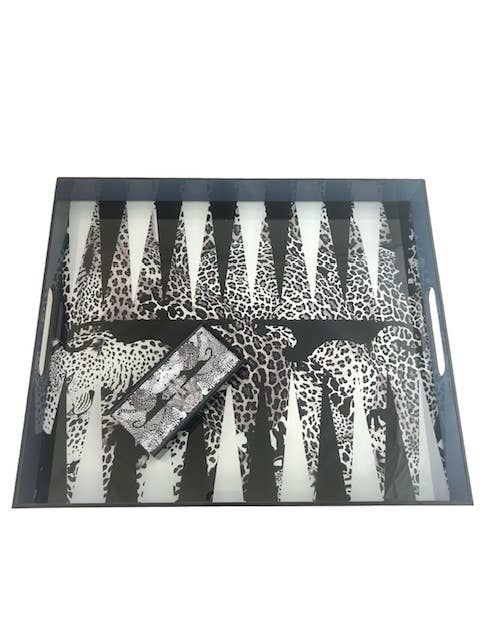 Maven Home Acrylic Backgammon Game Set, Black Leopard - view 09