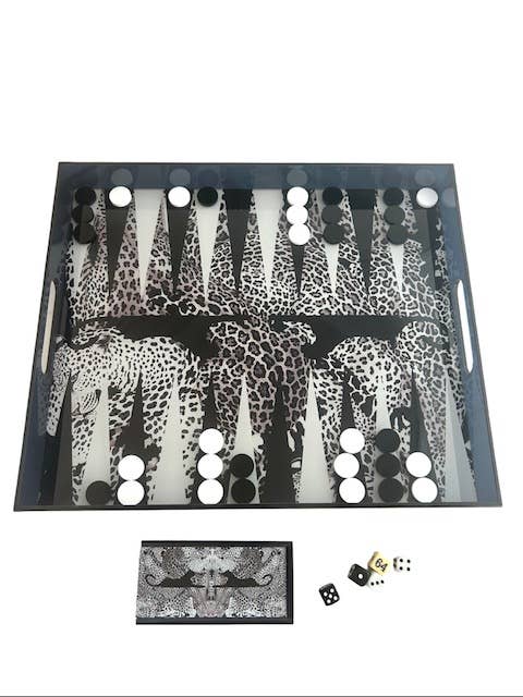 Maven Home Acrylic Backgammon Game Set, Black Leopard - view 10