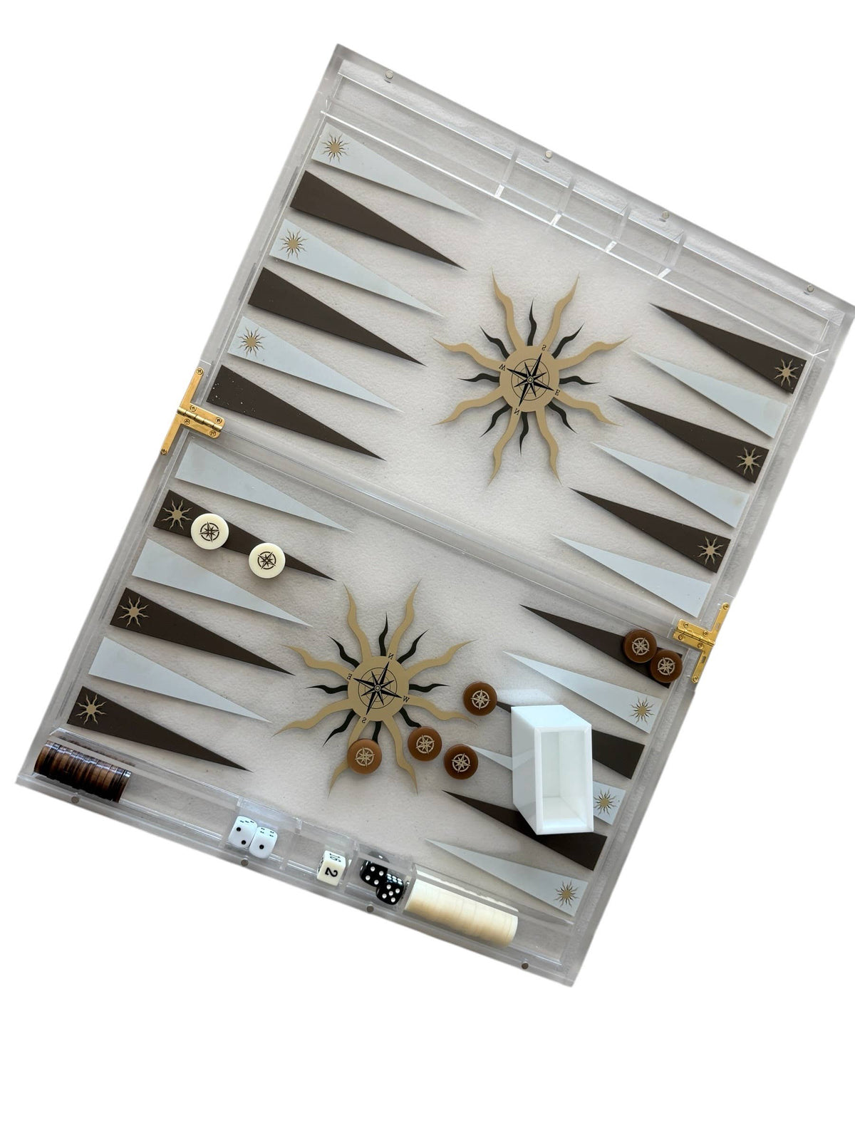 Acrylic Backgammon Game Set, Compass — Maven Home
