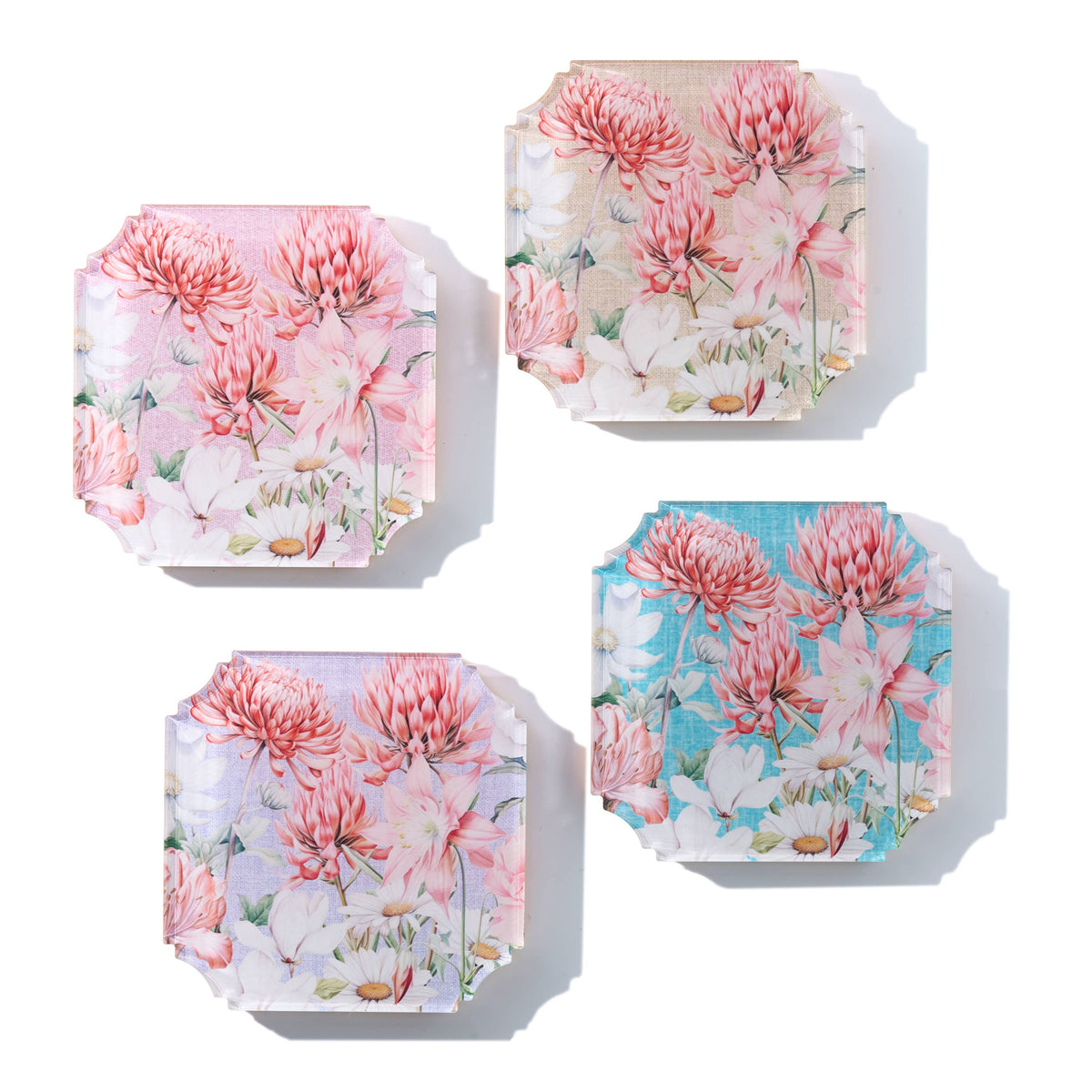 Boxed Acrylic Coaster Set of 4, Floral - alternate view