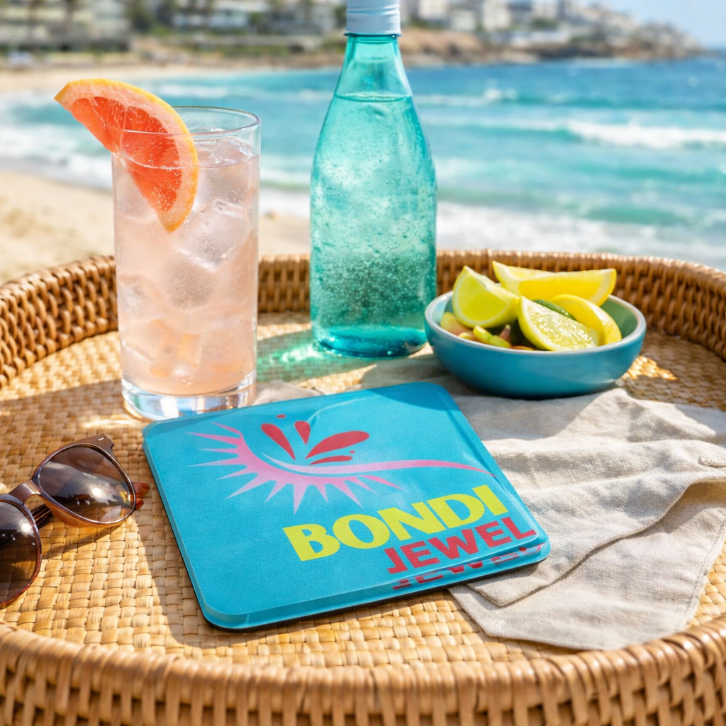 Bon Voyage Acrylic Coasters, Bondi with Holder - view 04