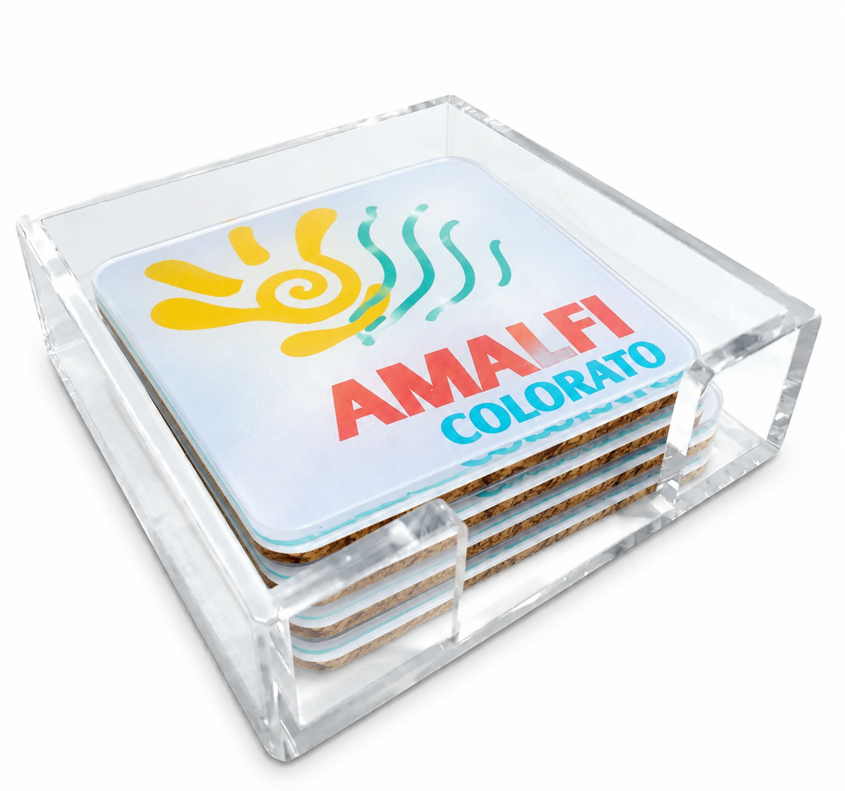 Bon Voyage Acrylic Coasters, Amalfi with Holder — Maven Home