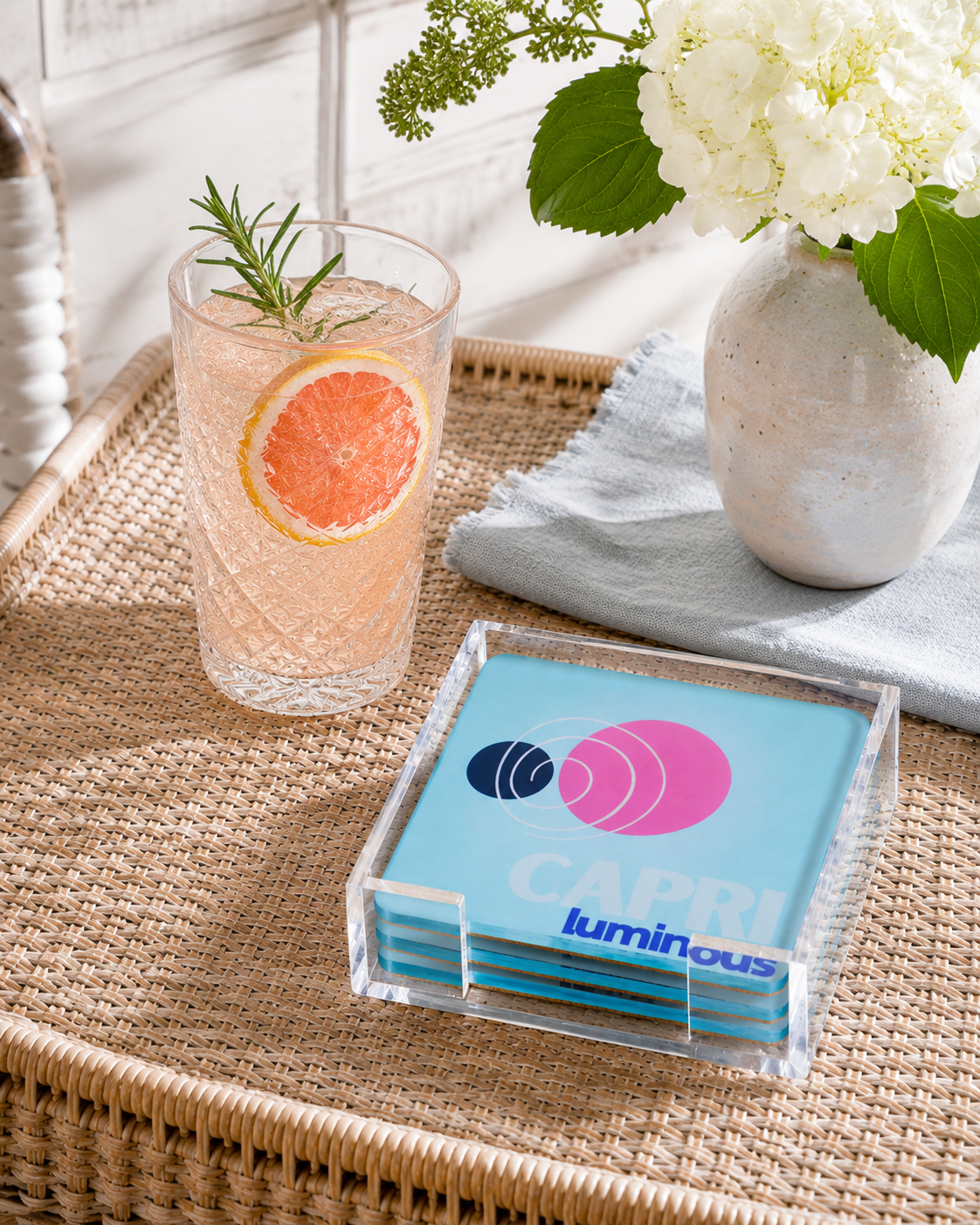 Bon Voyage Acrylic Coasters, Capri with Holder - view 04