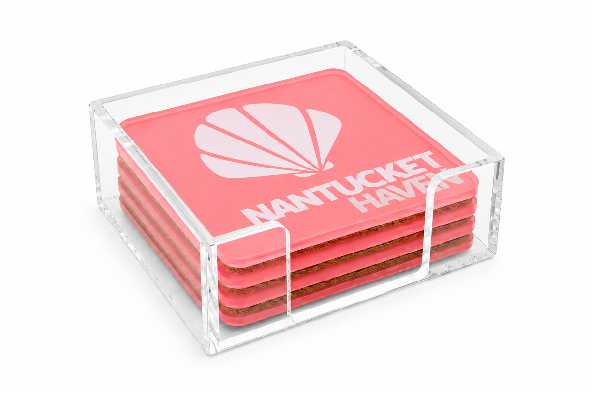 Bon Voyage Acrylic Coasters, Nantucket with Holder - view 05