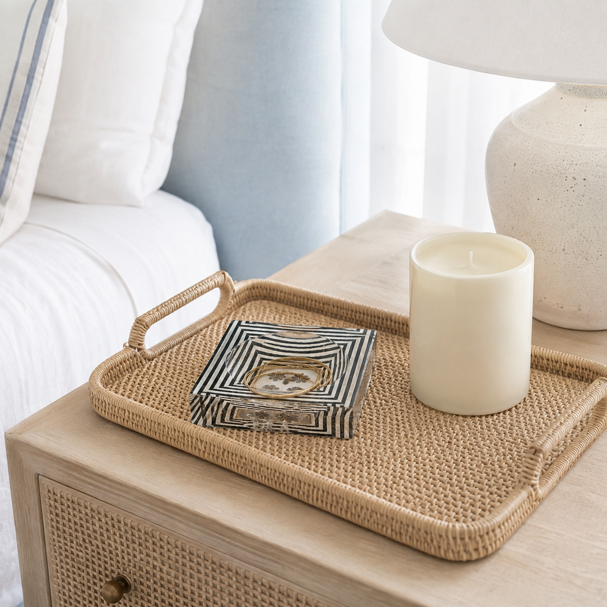 Catchall Lucite Bowl - Striped Floral