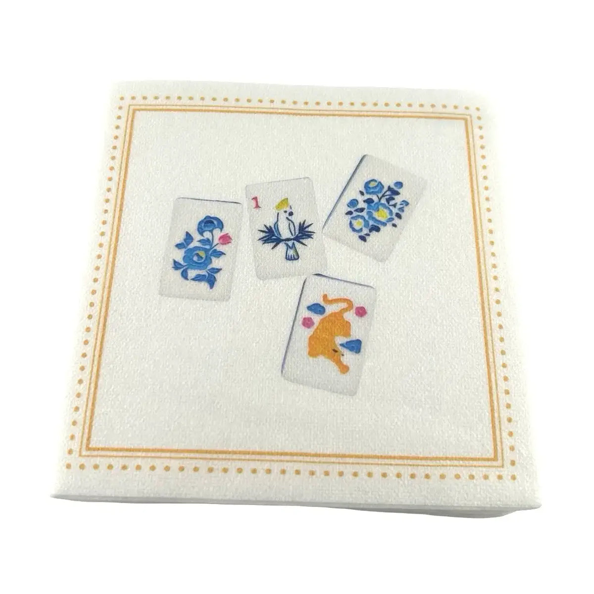 Maven Home Linen-Feel Cocktail Napkins, Mahjong Tile Pattern - view 03