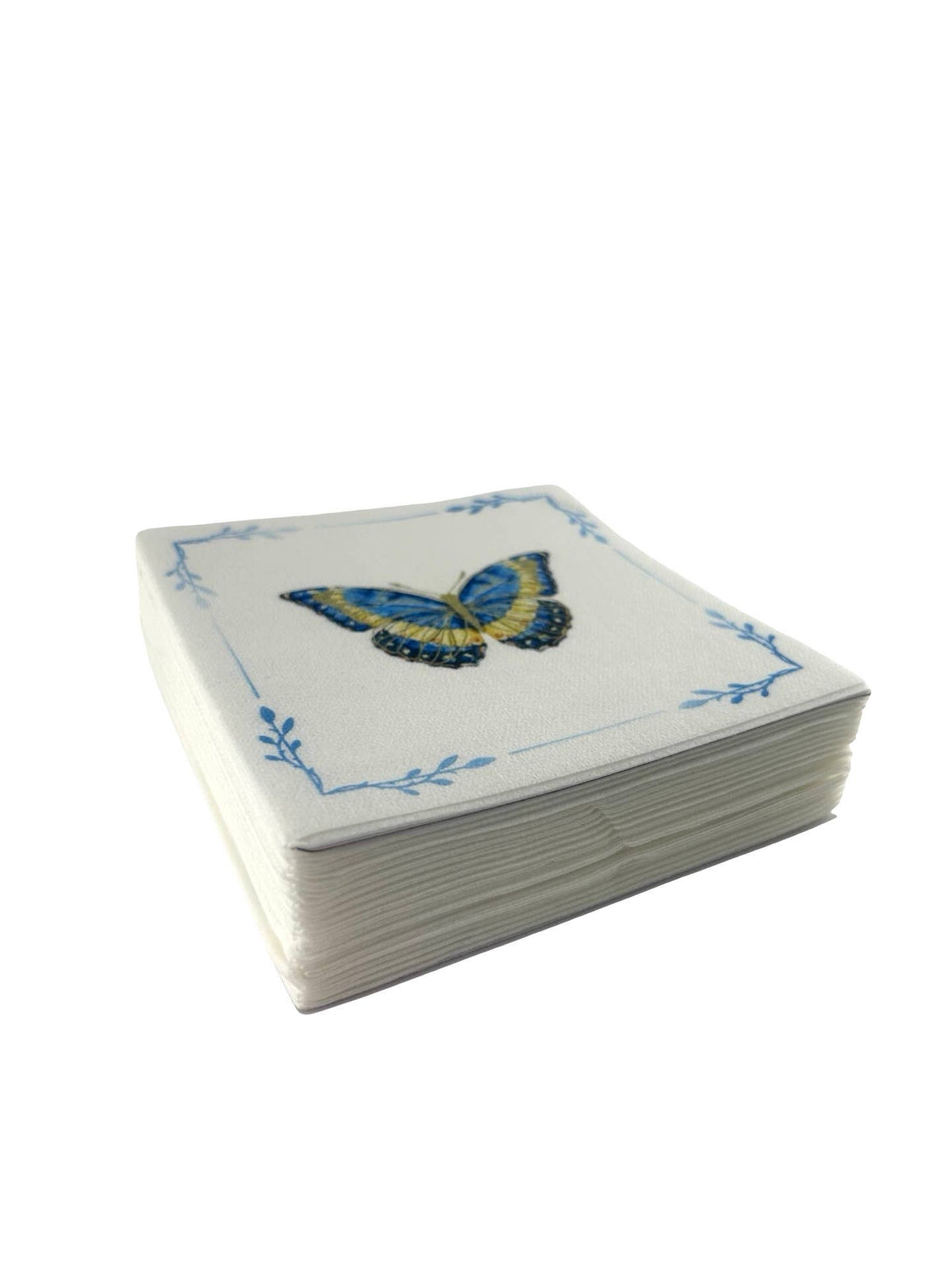 Maven Home Linen-Feel Cocktail Napkins, Blue Butterfly - view 05