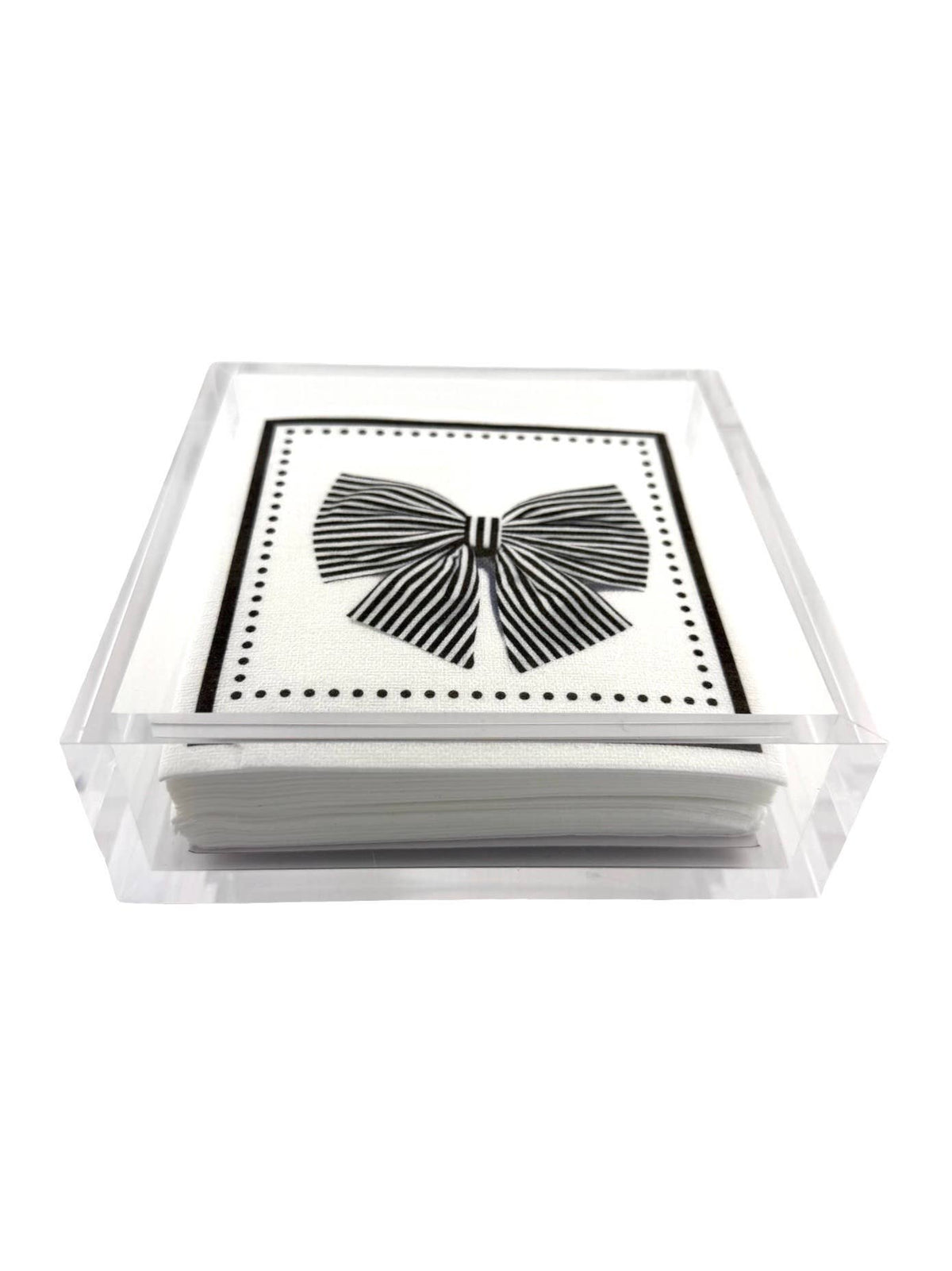 Maven Home Linen-Feel Cocktail Napkins, Black Bow - view 12