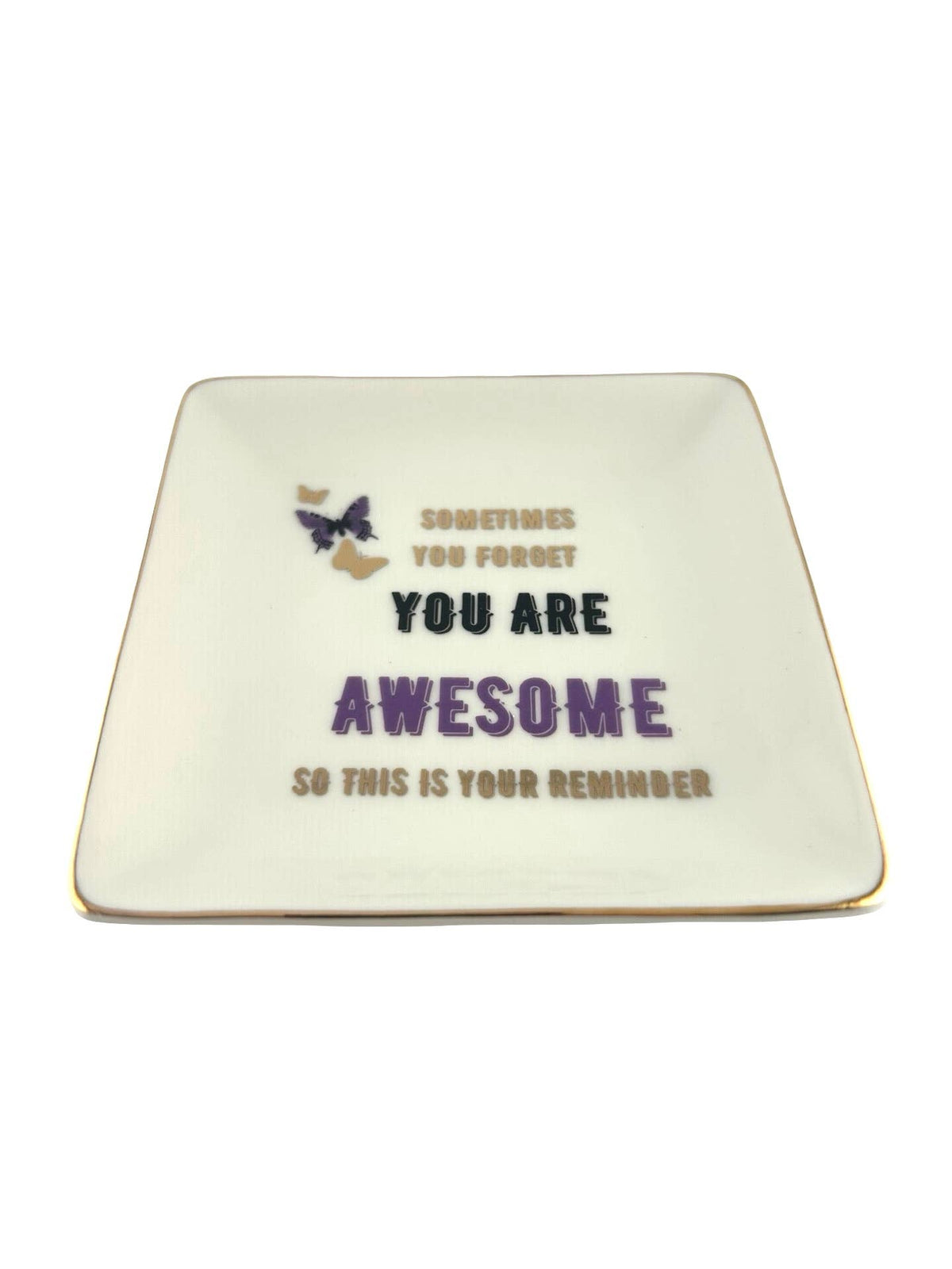 Porcelain Trinket Dish, You Are Awesome, Gold Rim - alternate view