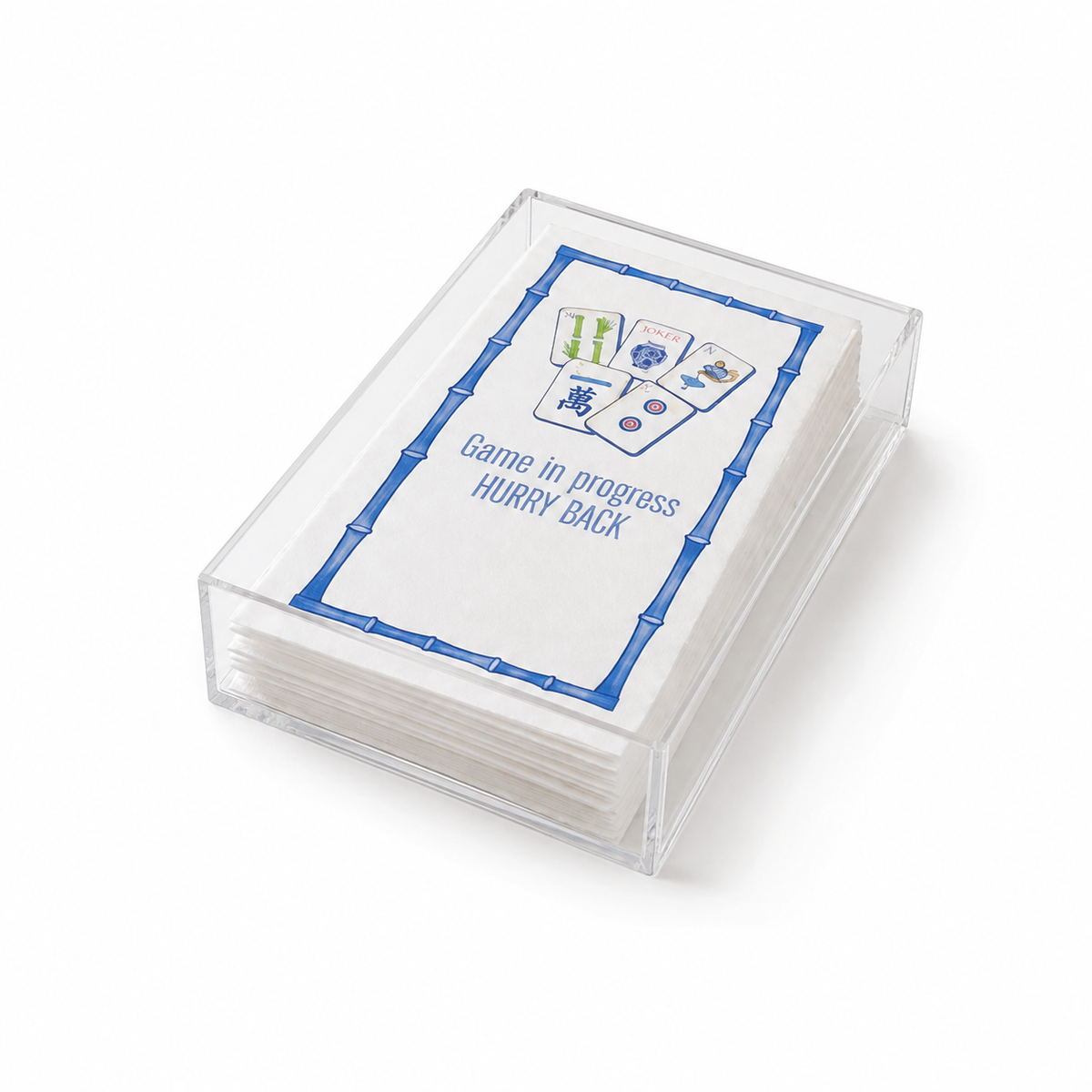 Linen-Feel Guest Towel Napkins, Mahjong Game in Progress, Hurry Back, alternate photo
