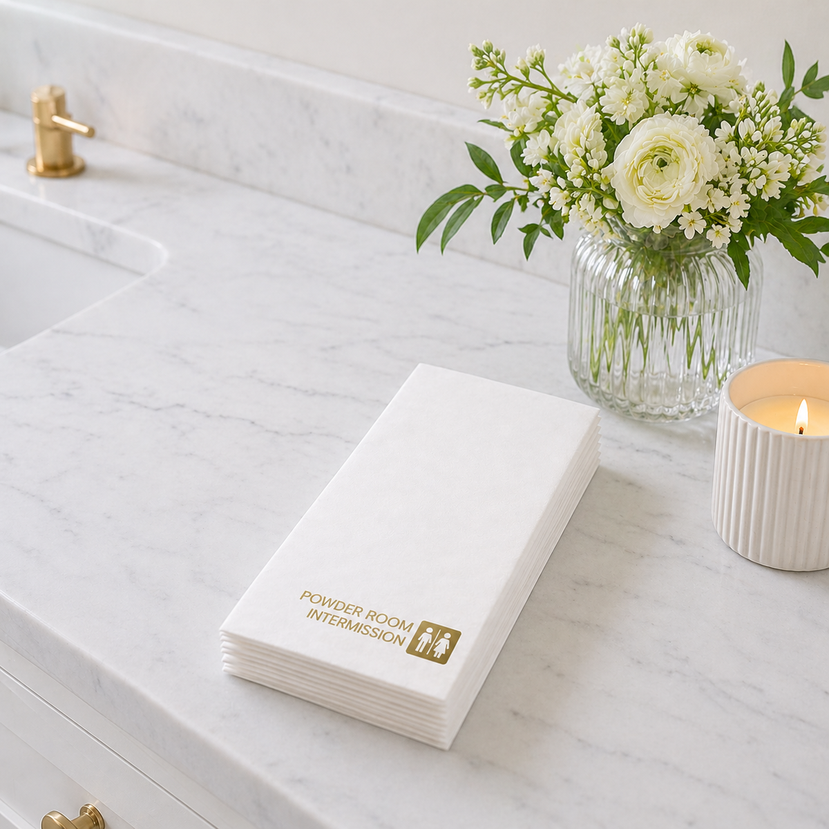 Linen-Feel Guest Towel Napkins, Powder Room Intermission