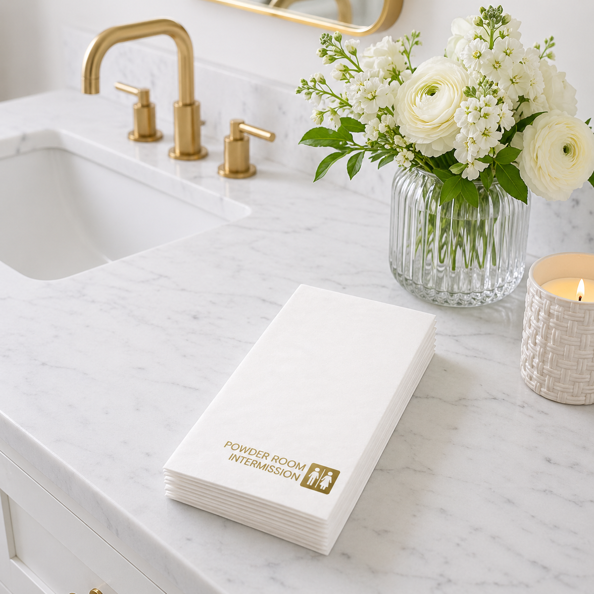 Maven Home Linen-Feel Guest Towel Napkins, Powder Room Intermission - view 03
