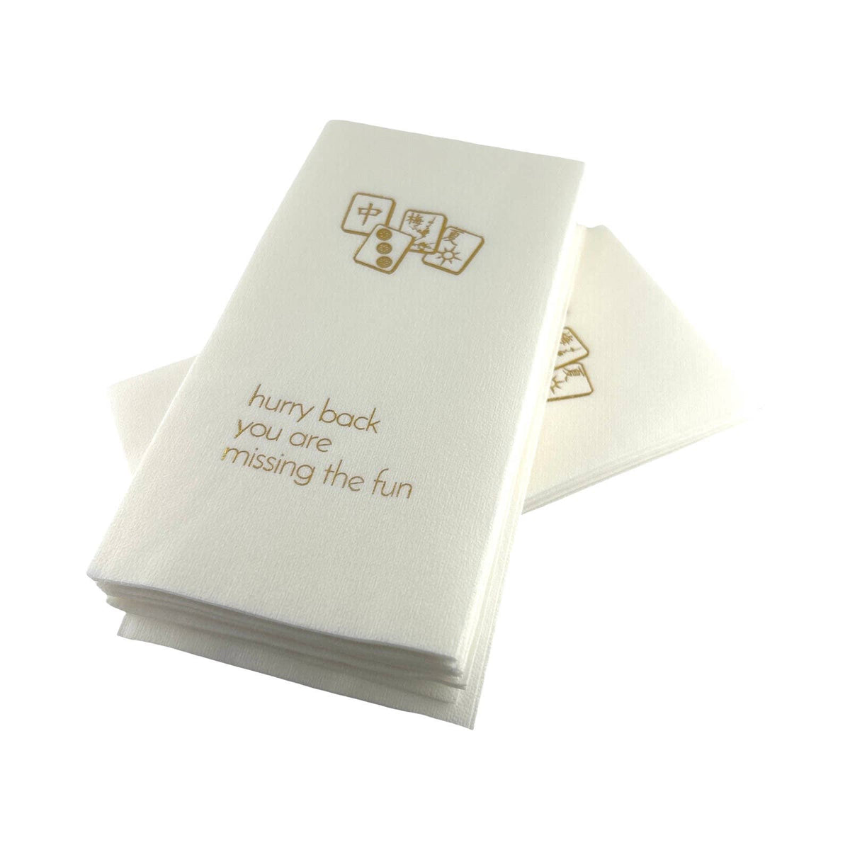 Linen-Feel Guest Towel Napkins, Hurry Back, You're Missing the Fun - Mahjong, alternate photo
