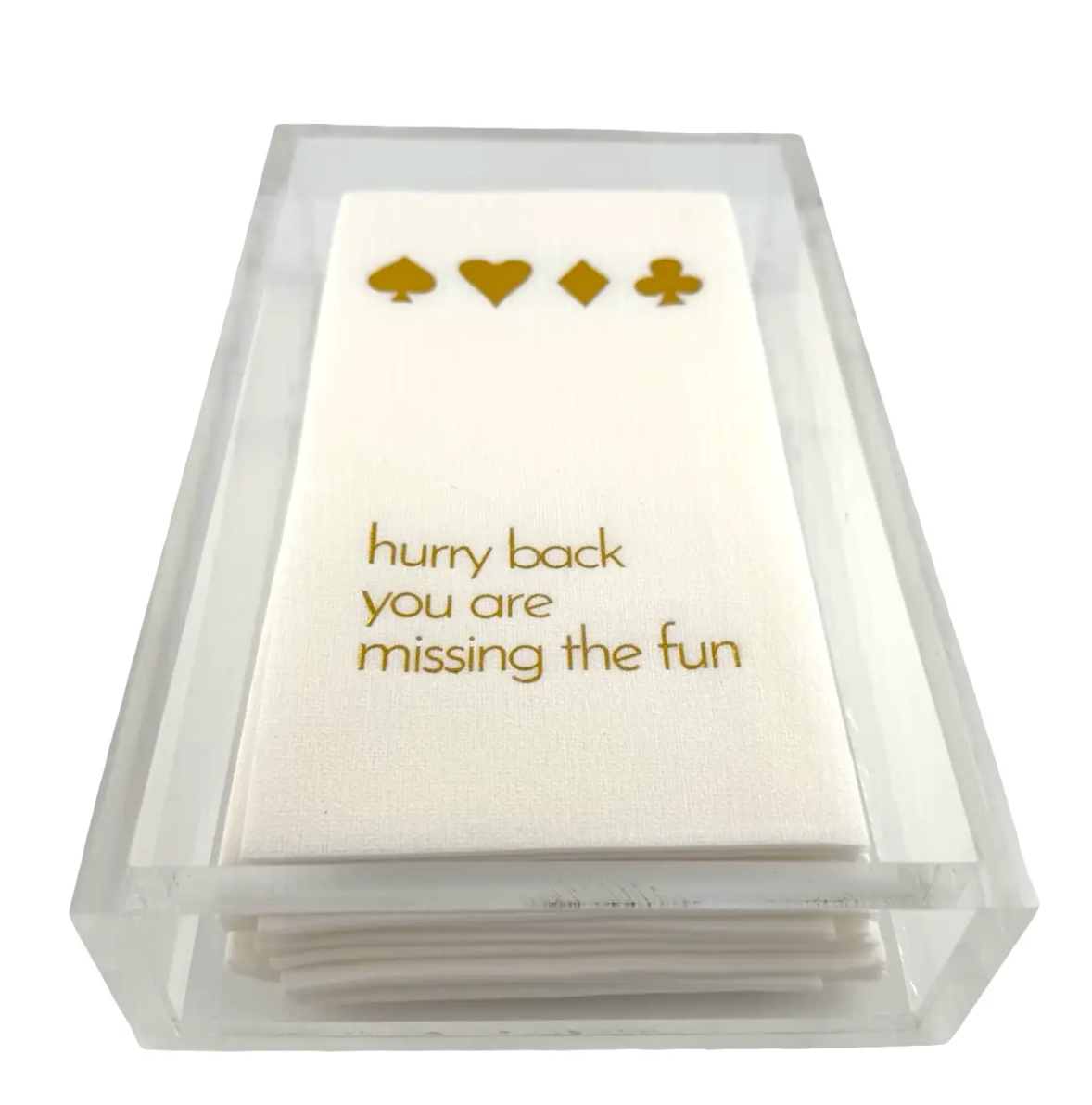 Maven Home Linen-Feel Guest Towel Napkins, Hurry Back, You're Missing the Fun - Card Game - view 03
