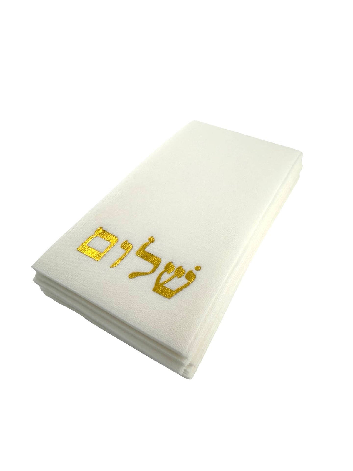 Maven Home Linen-Feel Guest Towel Napkins, Gold Hebrew Shalom - view 04