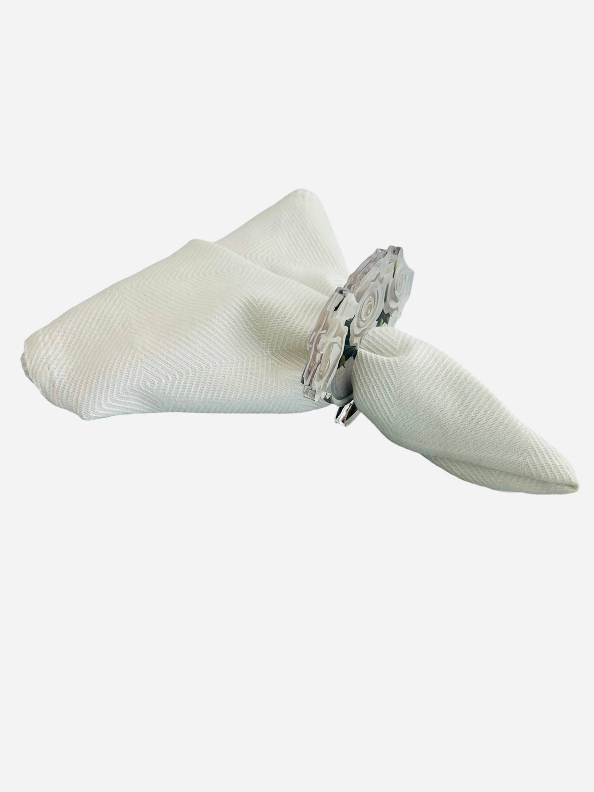 White Rose acrylic napkin rings, set of 4