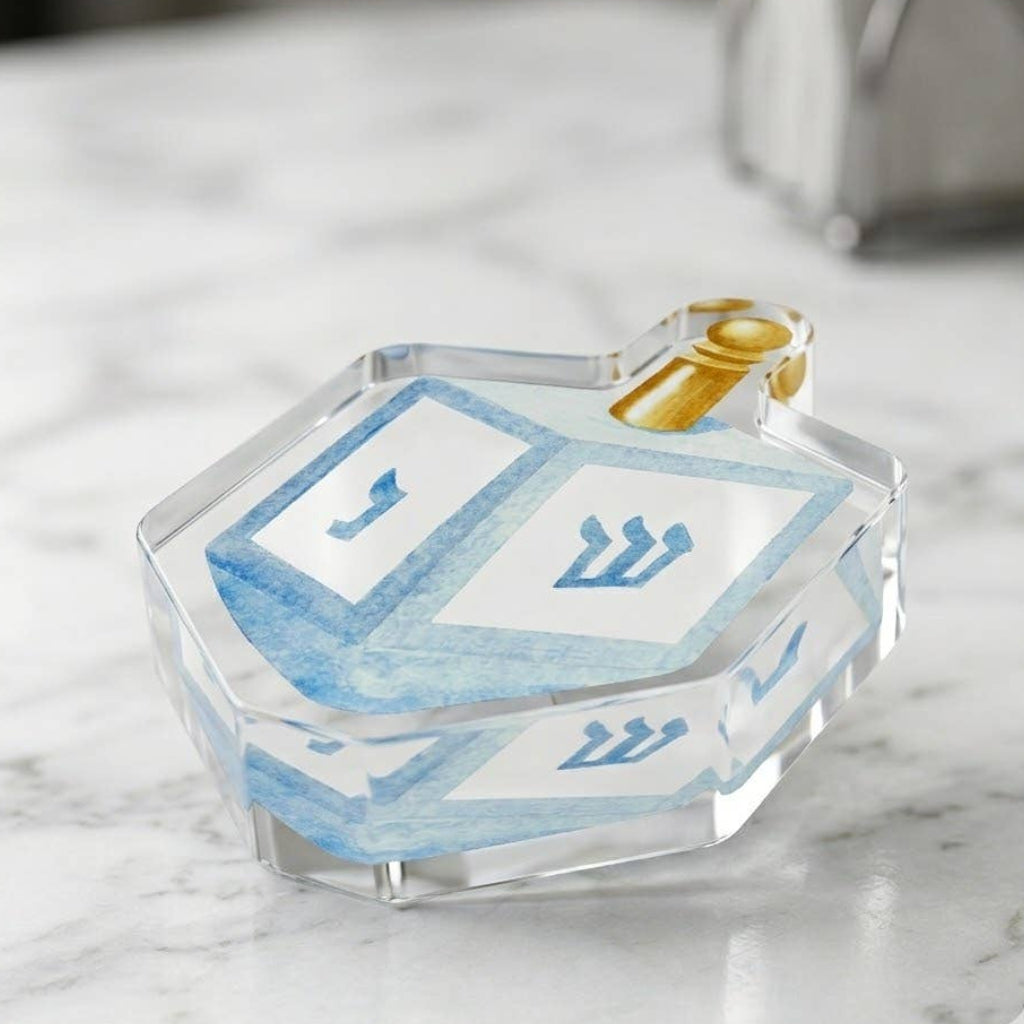 Dreidel acrylic napkin weight, product photo