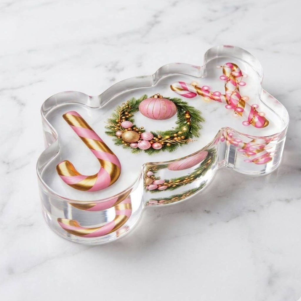 JOY acrylic napkin weight, product photo