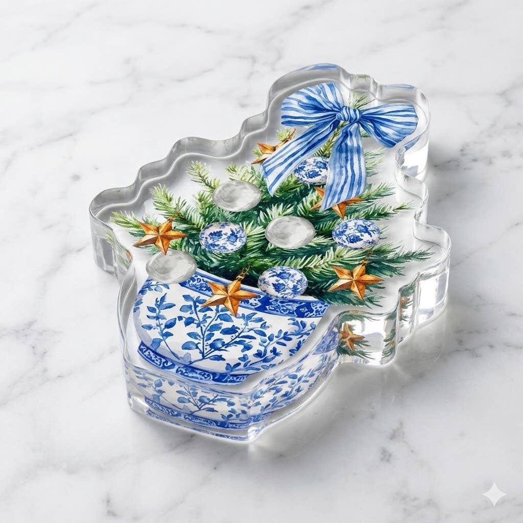 Maven Home Blue Christmas acrylic napkin weight alternate view