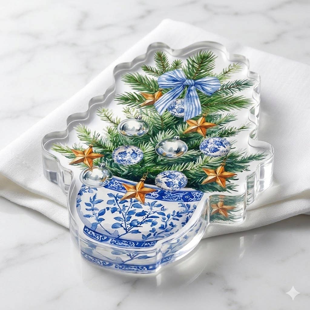 Maven Home Blue Christmas acrylic napkin weight - view 04