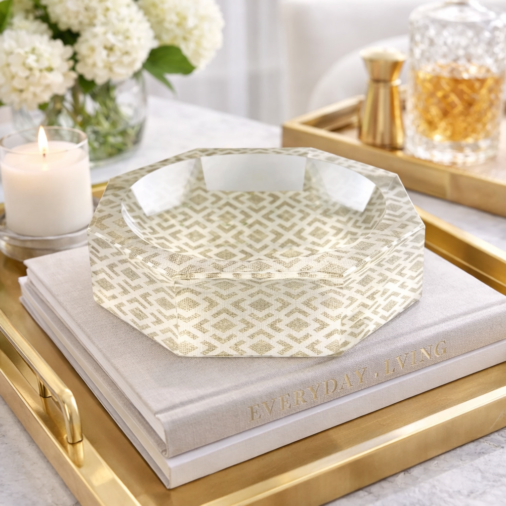 Octagonal Acrylic Accent Bowl, Woven