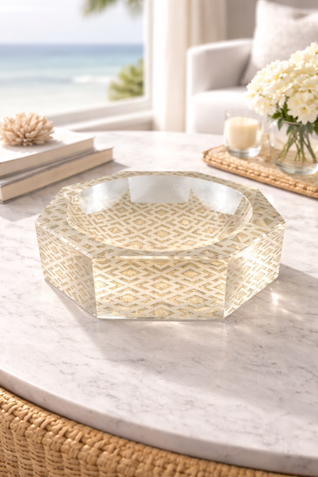 Octagonal Acrylic Accent Bowl, Woven - view 04