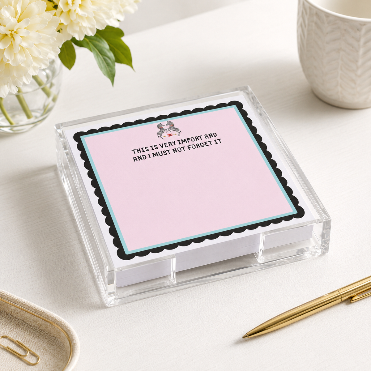 Maven Home Zebra acrylic notepad holder alternate view