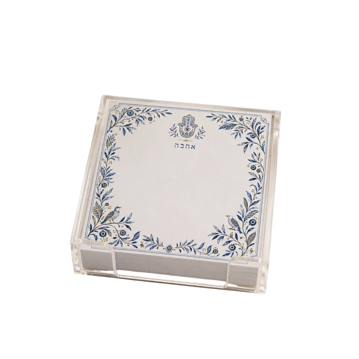 Hamsa & Ahava Acrylic Notepad Holder Set