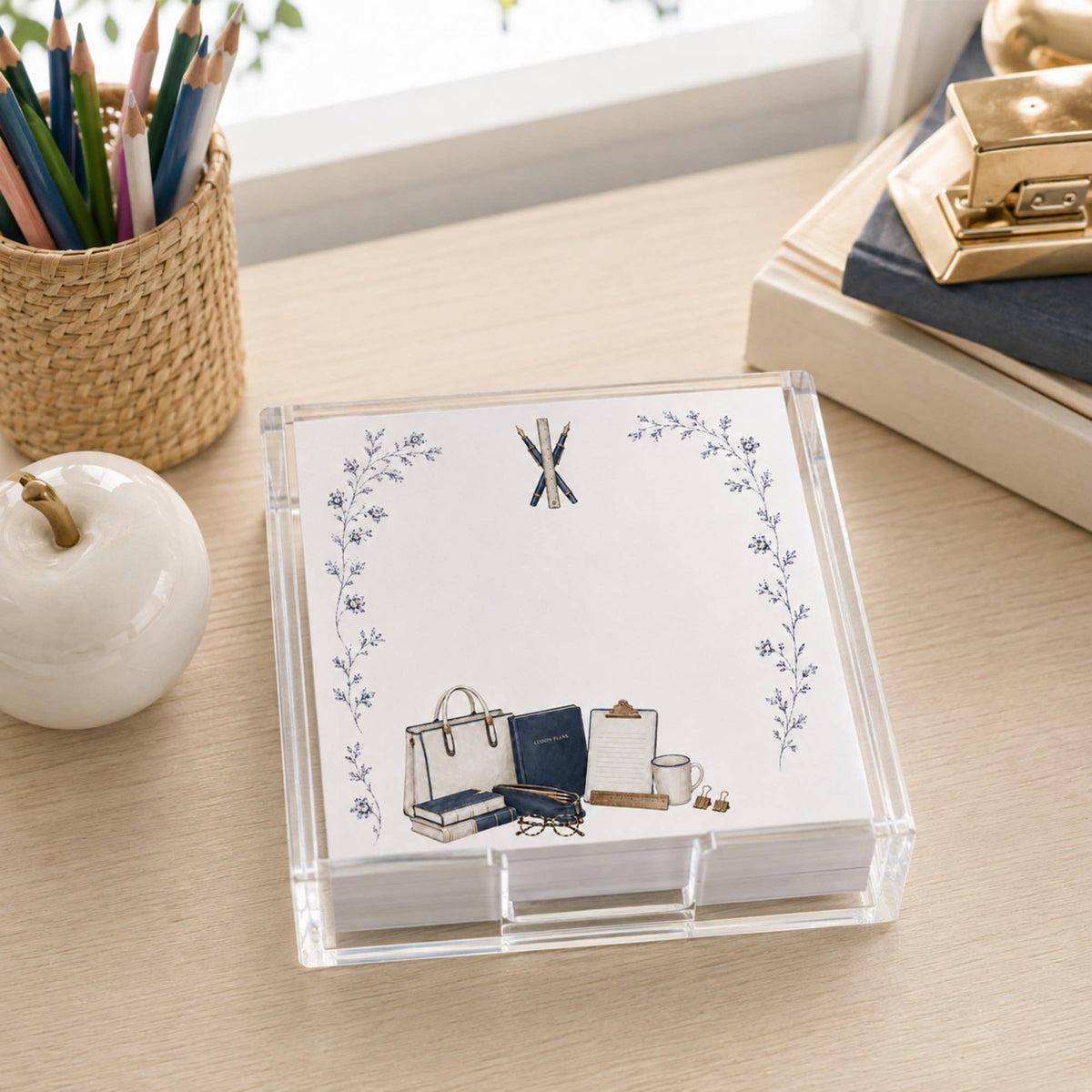 Proper Teacher Acrylic Notepad Holder Set