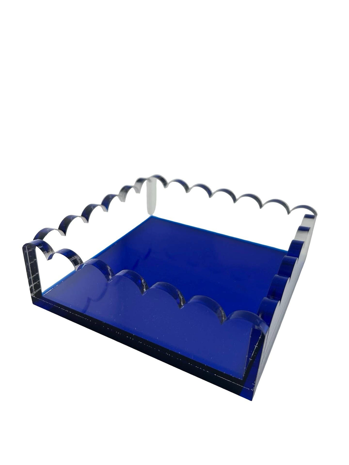 Maven Home indigo blue scalloped acrylic cocktail napkin holder alternate view