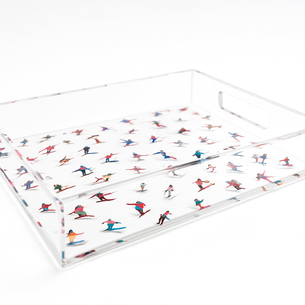 Acrylic Vanity Tray, Colorful Skiers Pattern - alternate view