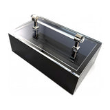 Black acrylic box with clear lid and silver handle