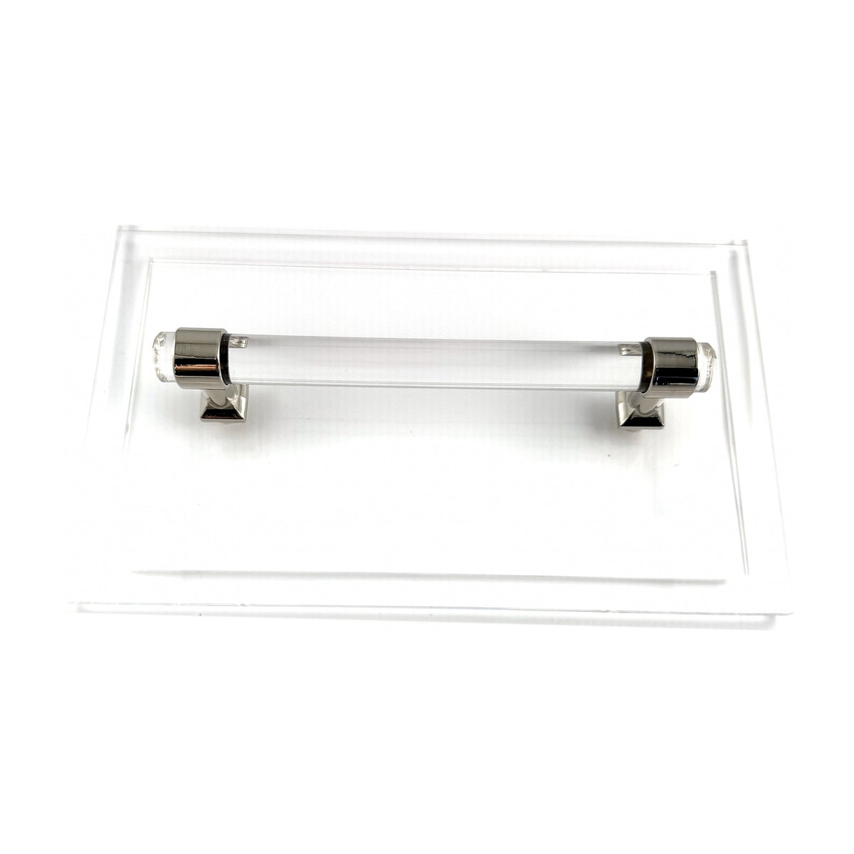 Clear acrylic lid with acrylic bar and silver hardware
