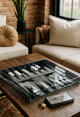 Maven Home Acrylic Backgammon Game Set, Black Leopard - view 06