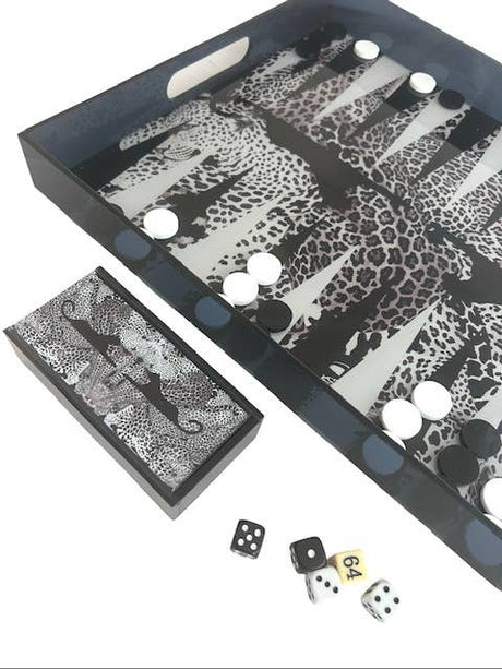 Maven Home Acrylic Backgammon Game Set, Black Leopard - view 08