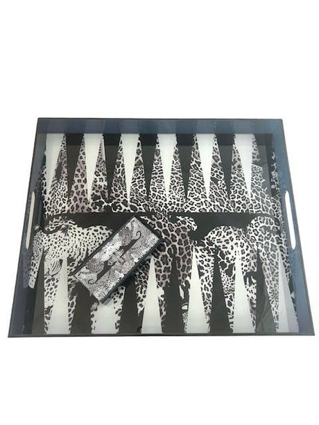 Maven Home Acrylic Backgammon Game Set, Black Leopard - view 09