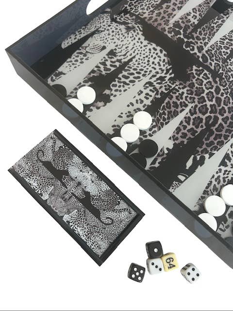 Maven Home Acrylic Backgammon Game Set, Black Leopard - view 11