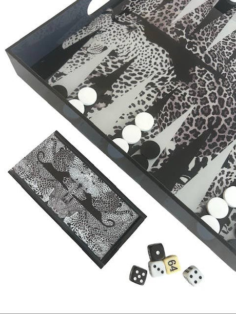 Maven Home Acrylic Backgammon Game Set, Black Leopard - view 11
