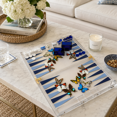 Maven Home Butterfly acrylic backgammon game set alternate view