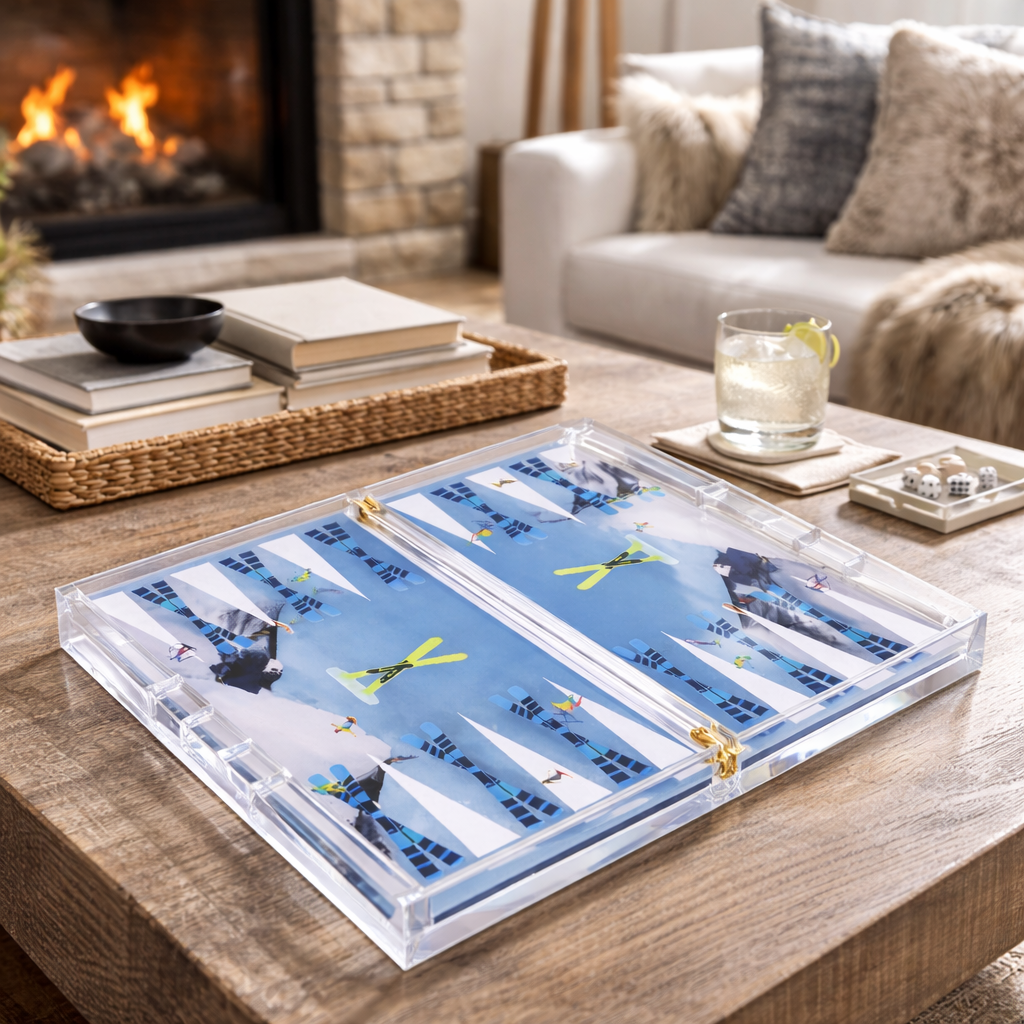 Maven Home Acrylic Backgammon Game Set, Skiers Edge - view 04