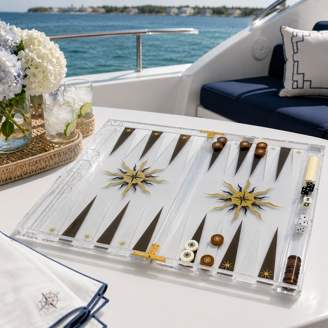 Acrylic Backgammon Game Set, Compass — Maven Home