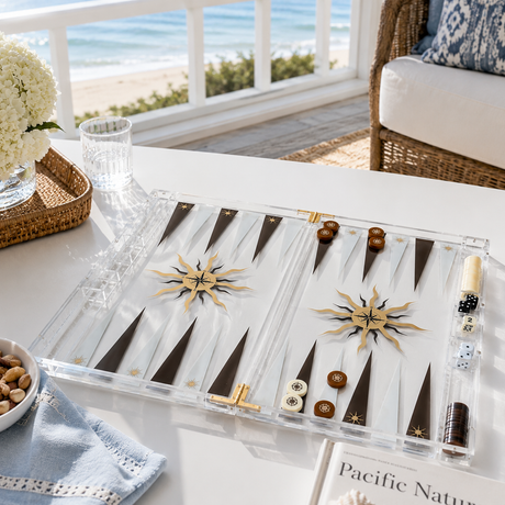 Acrylic Backgammon Game Set, Compass — Maven Home