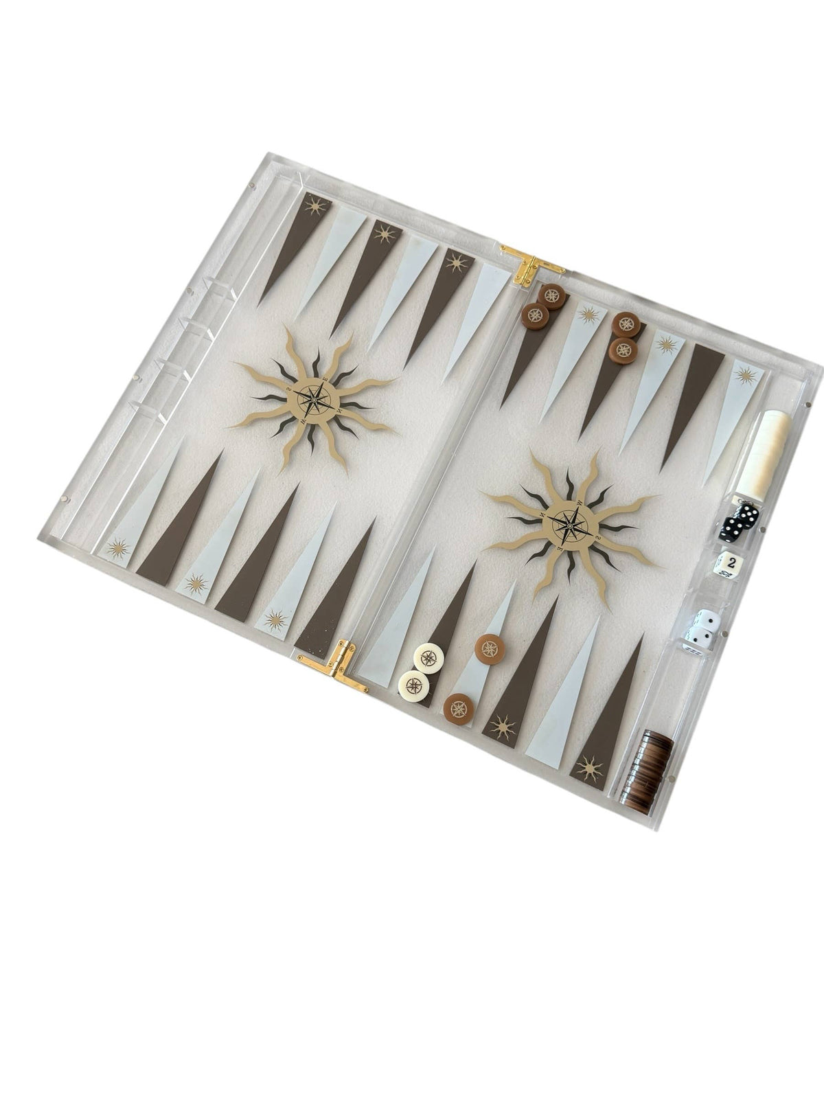 Acrylic Backgammon Game Set, Compass — Maven Home