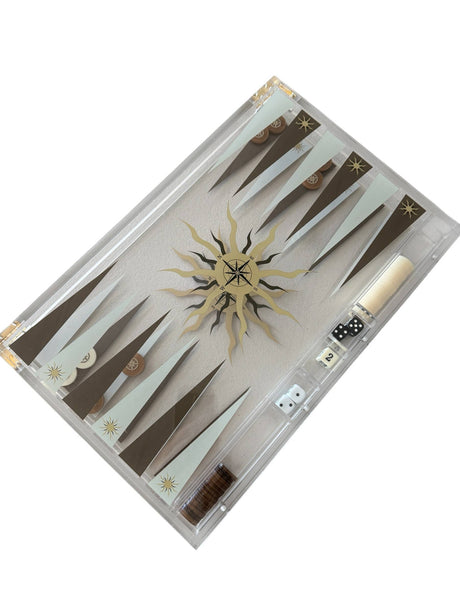 Acrylic Backgammon Game Set, Compass — Maven Home