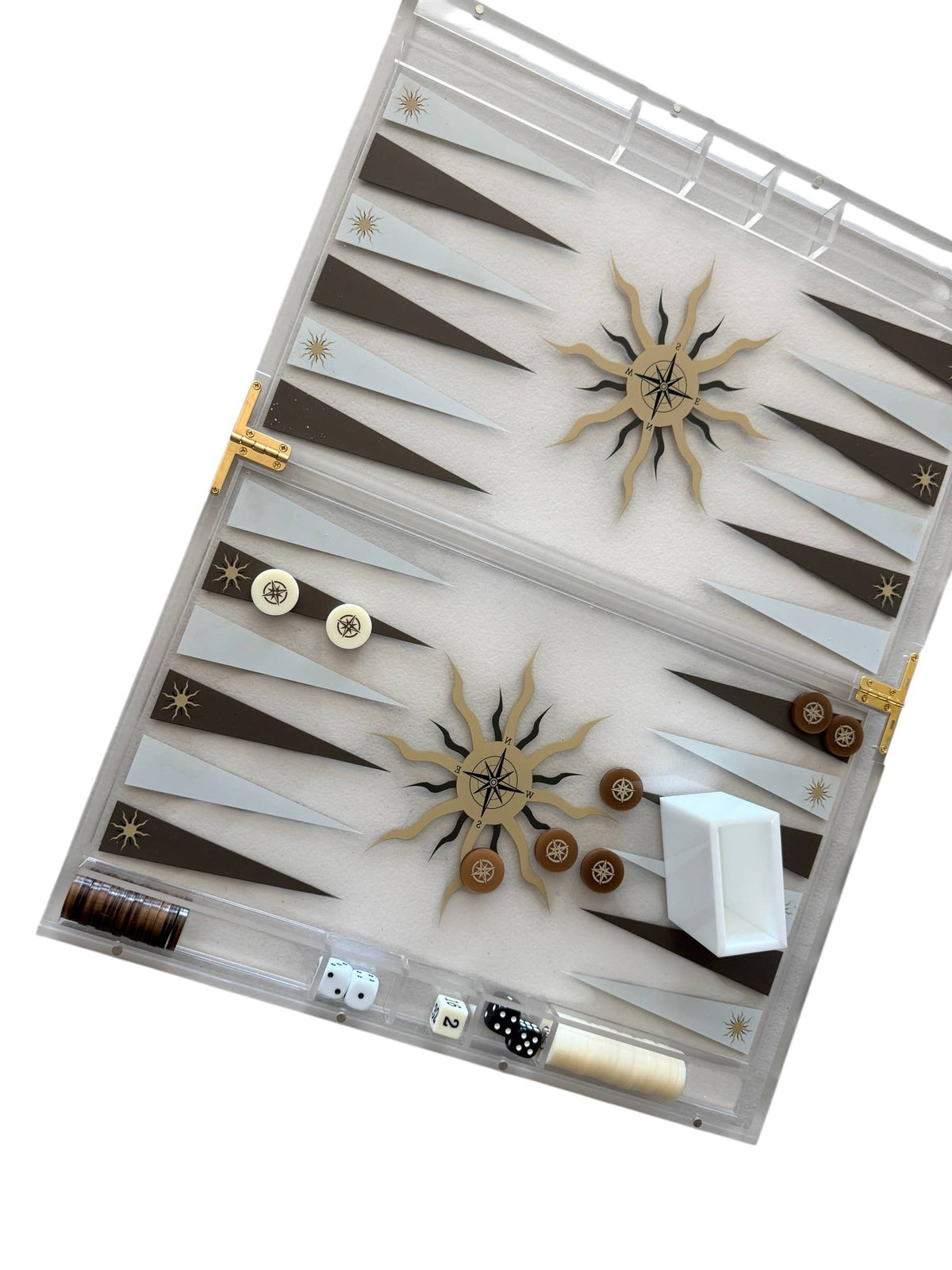 Acrylic Backgammon Game Set, Compass — Maven Home