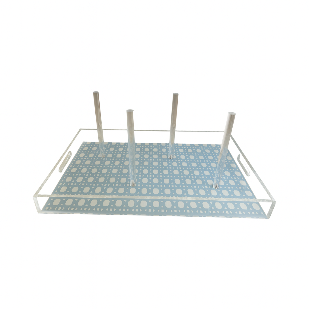 Maven Home Acrylic Bagel Serving Tray, Blue Lattice - view 03