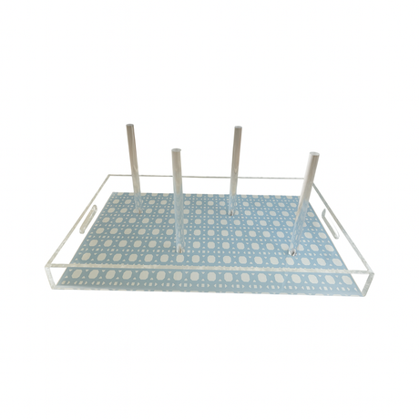 Maven Home Acrylic Bagel Serving Tray, Blue Lattice - view 03