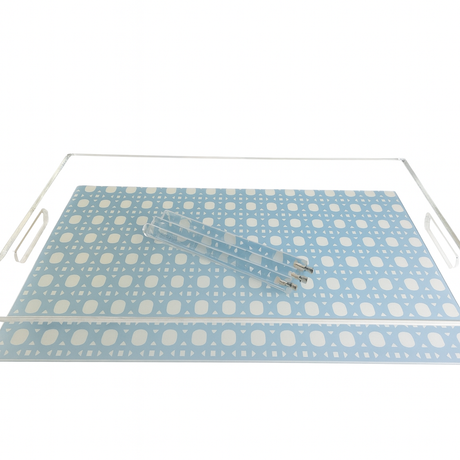 Maven Home Acrylic Bagel Serving Tray, Blue Lattice - view 04