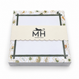 Bamboo Lotus Mahjong notepad in its MH band with a green bamboo frame and a border of illustrated mahjong tiles